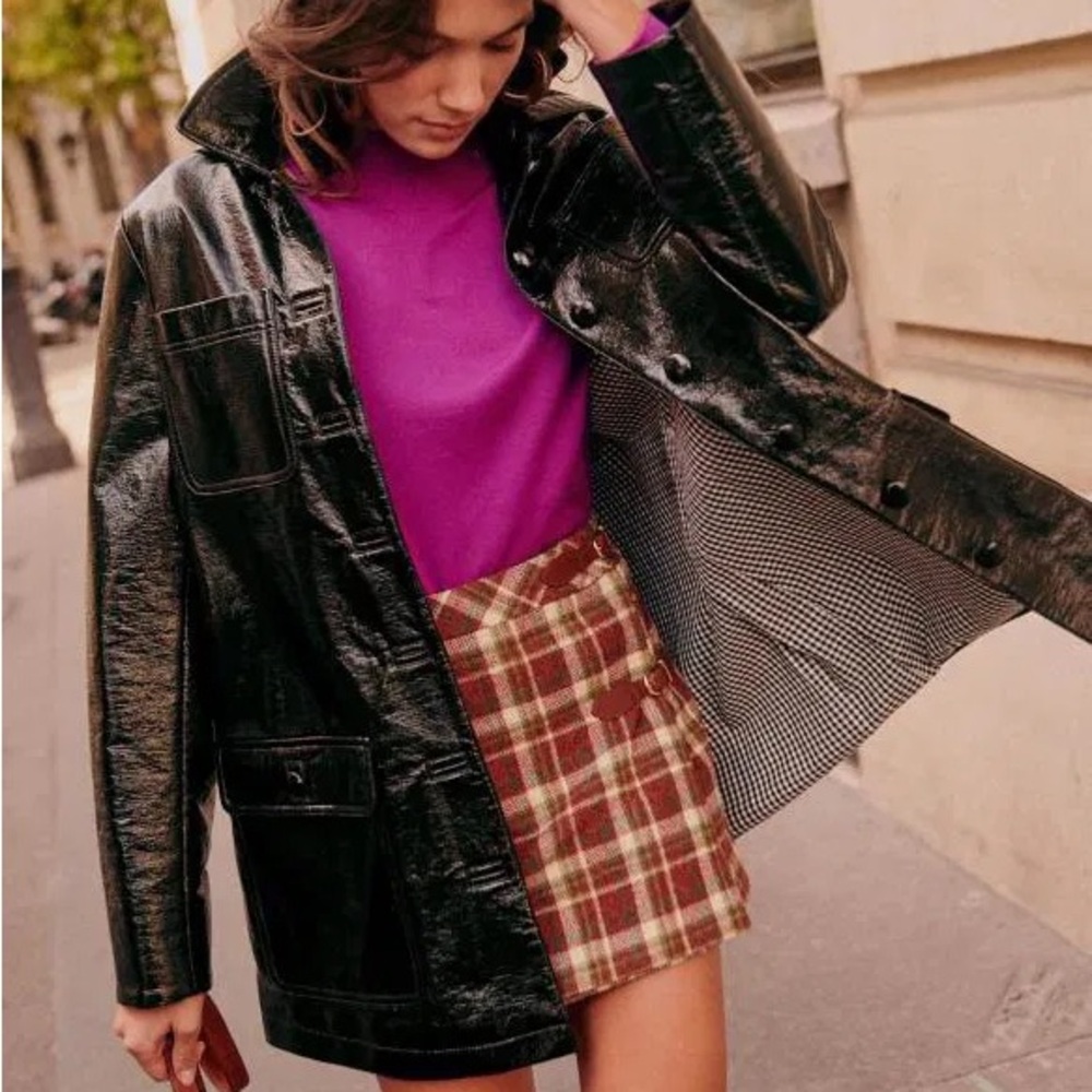 Sezane Manteau Arthur Black Hooded Jacket